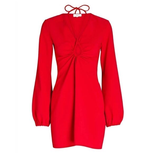 NEW A.L.C. leslie cut out mini dress in garnet - Picture 7 of 13